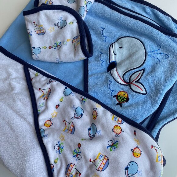 🐳 3/$15 Bundle | Nautical Baby Towel Set S/4 - Picture 2 of 3